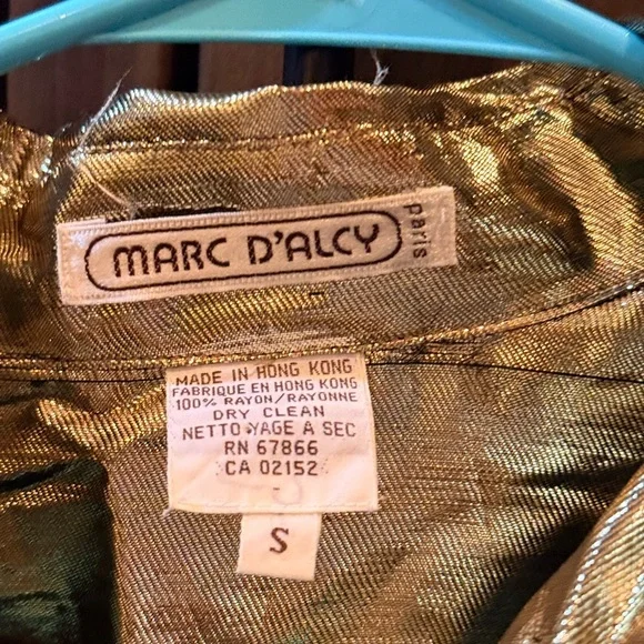 Vintage Marc D’Alcy Paris Metallic Gold Blouse - Picture 4 of 11